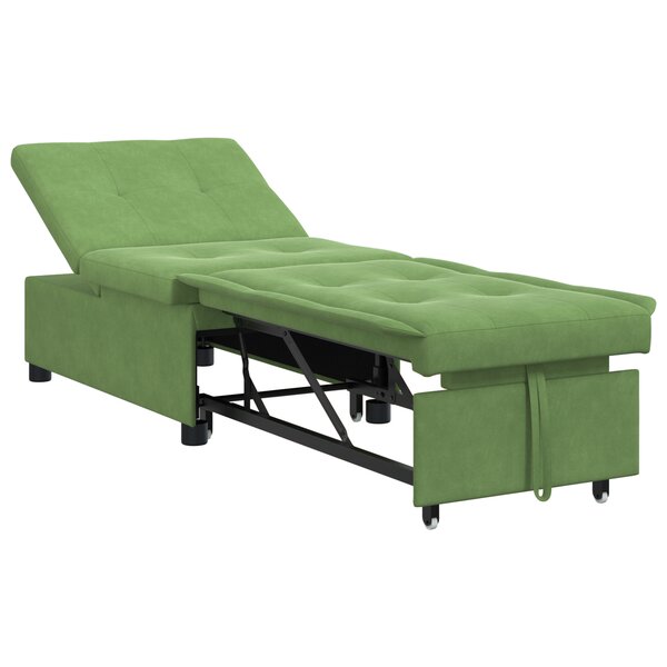 vidaXL Canapé-lit 3-en-1 à tirage en velours vert clair