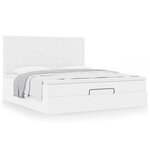 vidaXL Cadre de lit ottoman avec matelas blanc 180x200 cm similicuir