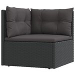 vidaXL Salon de jardin 6 Pièces avec coussins Noir Résine tressée