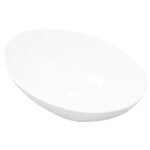 vidaXL Lavabo en forme ovale Céramique 40 x 33 cm Blanc