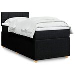 vidaXL Sommier à lattes de lit avec matelas Noir 90x200 cm Tissu