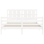 vidaXL Cadre de lit avec tête de lit blanc King Size bois massif