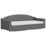 vidaXL Lit de jour avec gigogne et tiroirs gris foncé 90x200 cm tissu