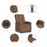 vidaXL Fauteuil de massage inclinable Marron Tissu