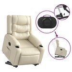 vidaXL Fauteuil inclinable électrique crème similicuir