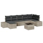 vidaXL Ensemble de canapé de jardin 8 pièces avec coussins gris en poly rattan