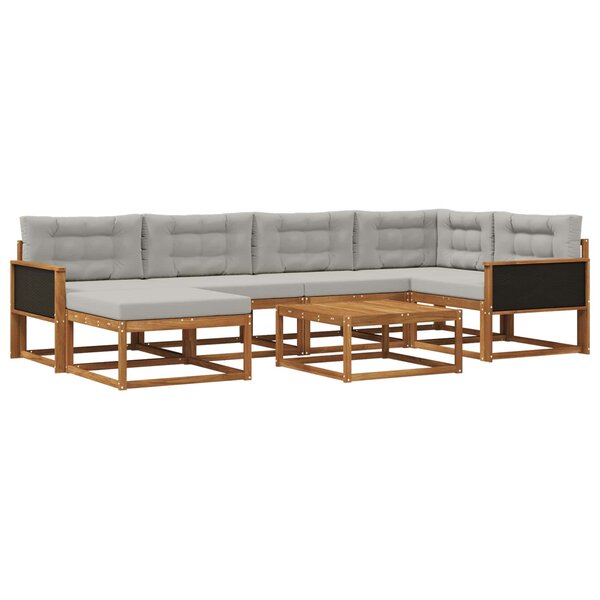 vidaXL Ensemble de canapés d'extérieur 7 Pièces Naturel et gris clair