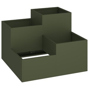 Bac de jardin vidaXL 100x100x60 cm Vert olive Acier