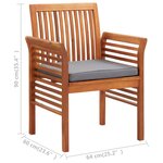 vidaXL Chaise à dîner de jardin avec coussin Bois d'acacia massif