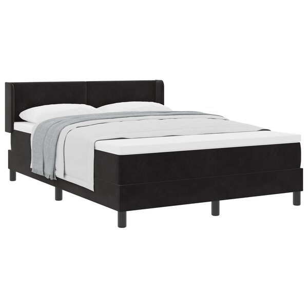 Lit Box Spring vidaXL avec Matelas Noir 160x200 cm Velours