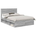 vidaXL Cadre de lit avec matelas Gris Sonoma 150 x 200 cm Pin massif