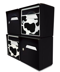 Pack de 4 boîtes aux lettres murales - 2x "Vachement belle" - 2x "Noir intense"