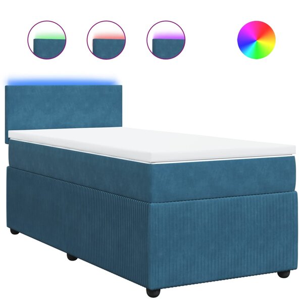 vidaXL Sommier à lattes de lit avec matelas bleu 80x200 cm velours