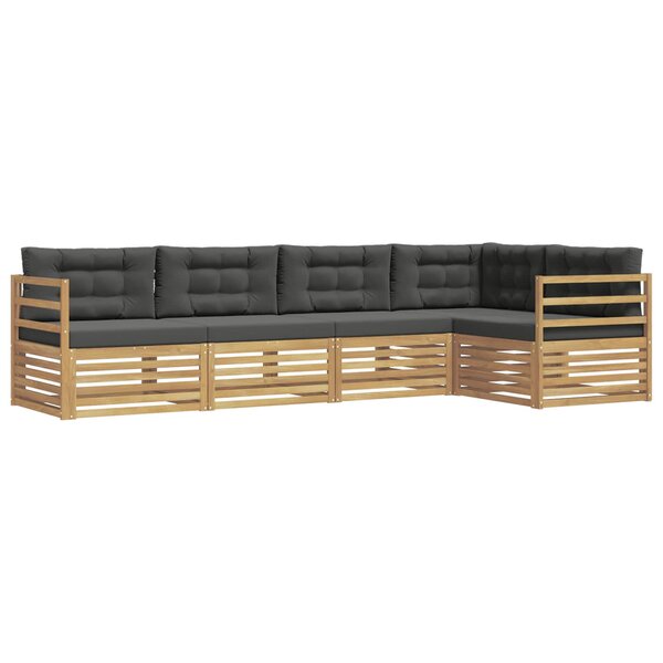 vidaXL Ensemble de canapés d'extérieur 5 Pièces Blanc et anthracite
