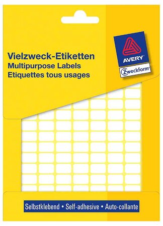Paquet de 1200 étiquettes multi-usages, 22 x 18 mm, blanche avery zweckform