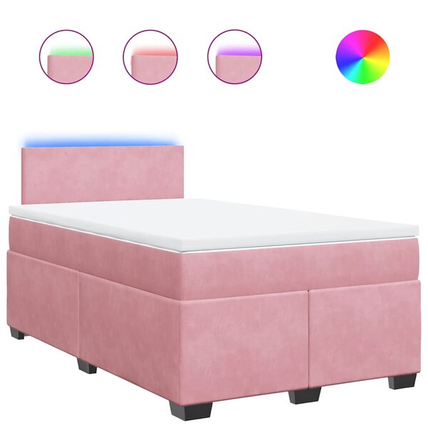 vidaXL Sommier à lattes de lit avec matelas rose 120x190 cm velours