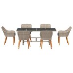 vidaXL Ensemble de repas extérieur 7 Pièces Gris clair