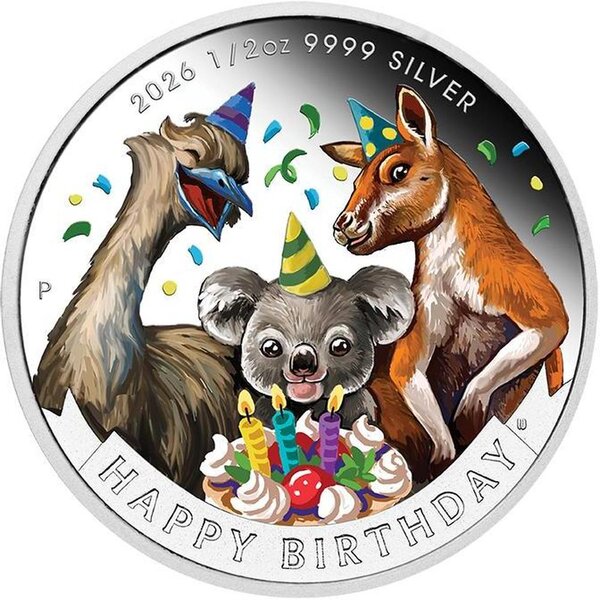 Monnaie HAPPY BIRTHDAY 1/2 Oz Argent 50 Cents Australia 2026