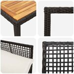 vidaXL Ensemble de salle à manger de jardin avec coussins  noir  en rotin synthétique.