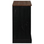 vidaXL Buffet HALDEN porte coulissante noir 80x40x80 cm bois massif