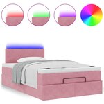 vidaXL Lit ottoman avec matelas et LED rose 120x190 cm velours