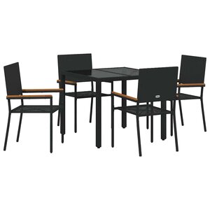 vidaXL Ensemble de salle à manger pour jardin 5 Pièces Noir polyrotin