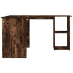 Bureau table poste de travail meuble d'ordinateur informatique étude d'angle chêne fumé 120 x 140 x 75 cm bois d'ingénierie brun 02_0023671