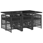 vidaXL Ensemble à manger de jardin coussins 7Pièces Noir Résine tressée