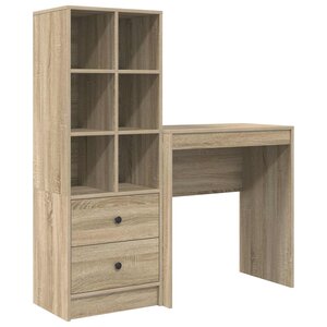 vidaXL Bureau avec tiroir avec étagère 2 Pièces Chêne Sonoma