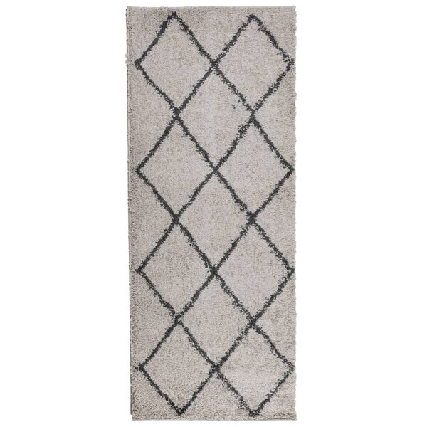 vidaXL Tapis shaggy à poils longs moderne beige anthracite 80x200 cm
