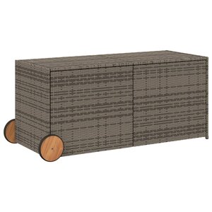 vidaXL Boîte de rangement de jardin et roues gris 283L résine tressée