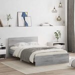 vidaXL Cadre de lit avec tête de lit et LED sonoma gris 135x190 cm