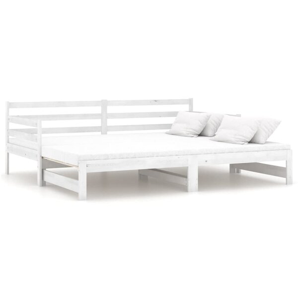 vidaXL Lit coulissant Blanc Bois de pin massif 2x(90x200) cm