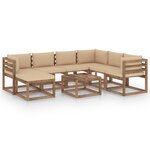 vidaXL Salon de jardin 8 Pièces avec coussins Beige