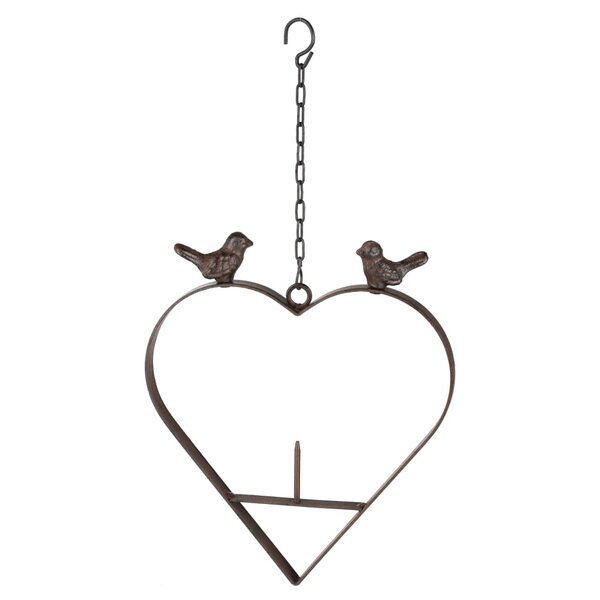 HI Mangeoire à oiseaux en forme de cœur 23 5 cm Marron