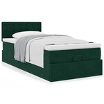 vidaXL Cadre de lit ottoman avec matelas vert foncé 100x200 cm velours
