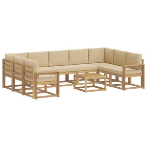 vidaXL Ensemble de canapés d'extérieur 10 Pièces Blanc et Beige