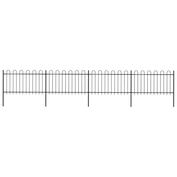 vidaXL Clôture de jardin avec dessus en cerceau Acier 6 8 x 1 m Noir