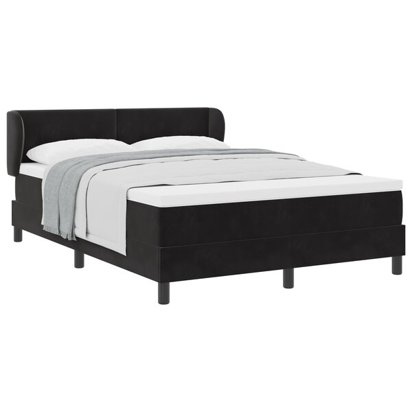 Lit à ressorts vidaXL avec matelas Noir 140x200 cm Velours