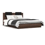 vidaXL Cadre de lit avec LED sans matelas chêne marron 150x200 cm