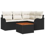 vidaXL Ensemble de canapé de jardin 5 Pièces Noir et blanc