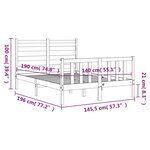 vidaXL Cadre de lit avec tête de lit 140x190 cm bois massif