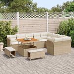 vidaXL Ensemble de canapé de jardin 12 Pièces Beige polyrotin