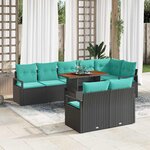 vidaXL Ensemble de salle à manger pour jardin 9 Pièces Noir et Sarcelle