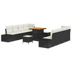 vidaXL Ensemble de canapé de jardin avec coussin 11 Pièces Noir et Crème
