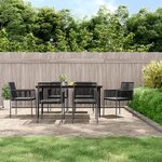 vidaXL Ensemble à manger de jardin coussins 7 Pièces noir rotin et acier