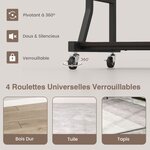 Bureau d'ordinateur à roulettes pour petits espaces bureau d'ordinateur mobile de 75 cm plateau pour clavier extractible plateau pour souris marron 20_0002072