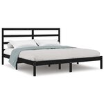 vidaXL Cadre de lit Noir Bois de pin massif 200x200 cm