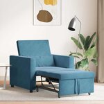 vidaXL Canapé Lit Simple avec des roues Bleu 90 x 165 x 87 cm Velours