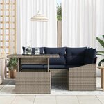 vidaXL Ensemble de canapé de jardin avec coussin 5 Pièces Gris et marine